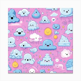 Kawaii Clouds 1 Canvas Print