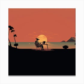 Silhouette Of A Man At Work Canvas Print