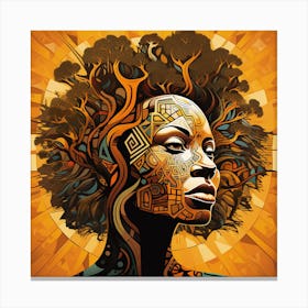 African Woman With Tree Canvas Print