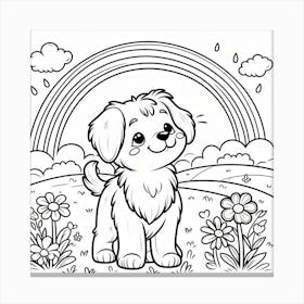 Line Art lovely dog 2 Canvas Print