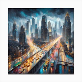 Cityscape At Night Canvas Print