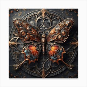 Antique Metallic Steampunk Butterfly II Canvas Print