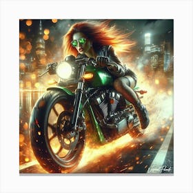 Inferno Green Rider Canvas Print