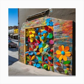 Flowers On A Wall Canvas Print