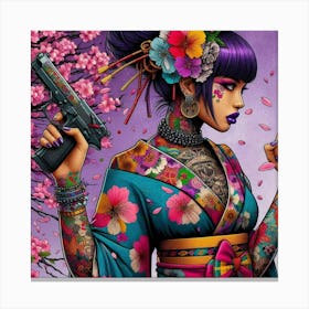 Japanese Girl With Gun 5 Canvas Print