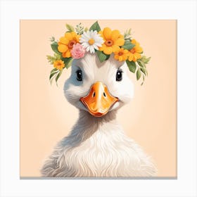 Floral Baby Duck Nursery Illustration (15) Canvas Print
