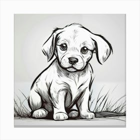 Puppy Drawing Canvas Print