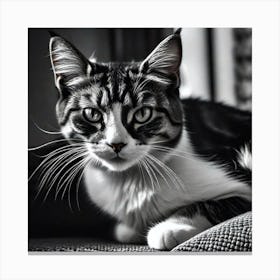 Black And White Cat 18 Canvas Print