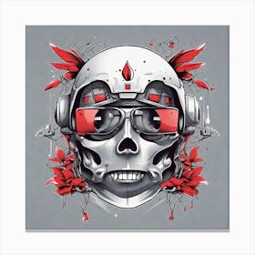 Skull With Red Roses Canvas Print