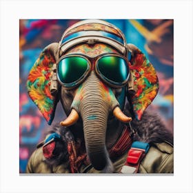 Elephant With Goggles Canvas Print