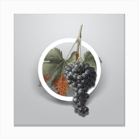 Vintage Raisin Grape Minimalist Flower Geometric Circle on Soft Gray n.0105 Canvas Print