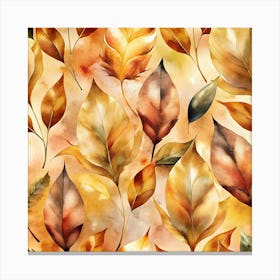 Autumn Leaves Seamless Pattern 23 Canvas Print