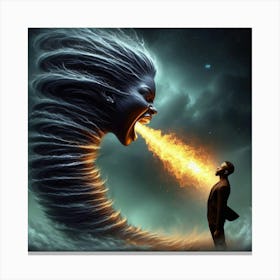 Man With A Fire Breathing Dragon Canvas Print