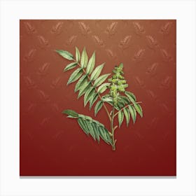 Vintage Staghorn Sumac Botanical on Falu Red Pattern n.2429 Canvas Print