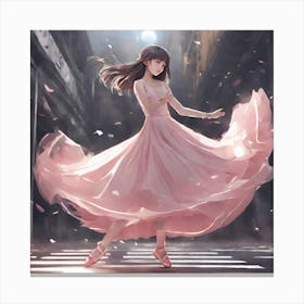 Anime Girl In Pink Dress Canvas Print