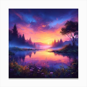 Sunrise Over The Lake Canvas Print