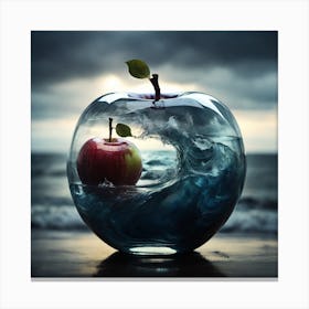 Apple In The Ocean Canvas Print