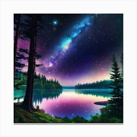 Night Sky Over Lake 12 Canvas Print