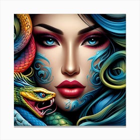 Chinese Woman With Snake Canvas Print