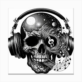 Skull With Headphones Canvas Print