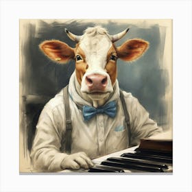 Cow Playing Piano 8 Canvas Print