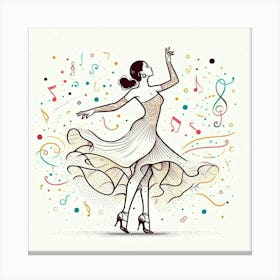 Line Art Salsa Dancer 6 Canvas Print