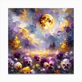 Pansies In The Moonlight Canvas Print