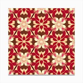Red And White Floral Pattern Canvas Print