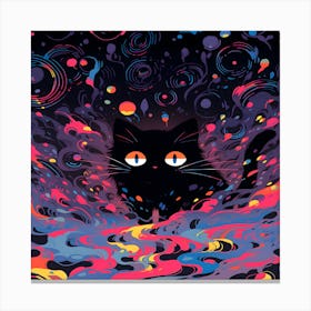 Black Cat In Space Canvas Print