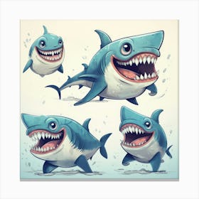 Cartoon Sharks 1 Toile