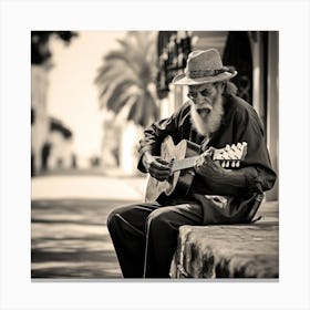 Old Man Playing Guitar 17 Canvas Print