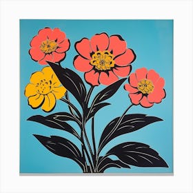 Zinnia 4 Pop Art Illustration Square Canvas Print