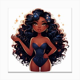 Black Girl With Long Hair Canvas Print