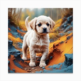 Puppy In The Forest Canvas Print