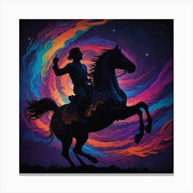 Silhouette Of A Man Riding A Horse 1 Canvas Print