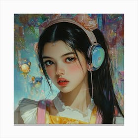 Girl With Headphones 4 Canvas Print