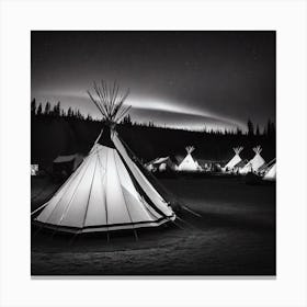Teepees At Night 3 Canvas Print