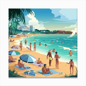 Illustration Of A Beach Scene Canvas Print