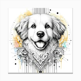 Dog Head - Abstract Line Art Illustration 68 Canvas Print