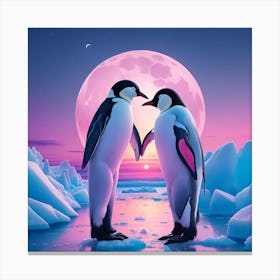 Penguins Kissing Canvas Print