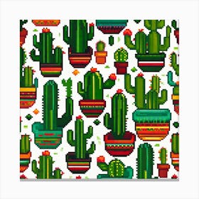 Mexican Cactus Pattern 22 Canvas Print