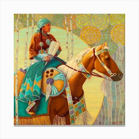 Indian Woman On Horseback Canvas Print