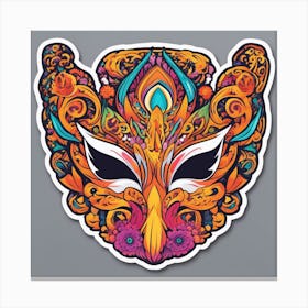 Vibrant Sticker Of A Paisley Pattern Mask And Based On A Trend Setting Indie Game Canvas Print