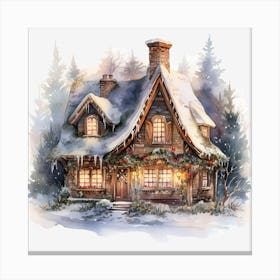 Christmas House In The Woods 5 Canvas Print