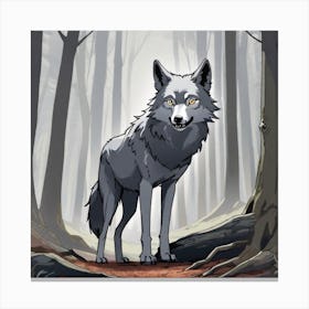 Wolf In The Woods 24 Canvas Print