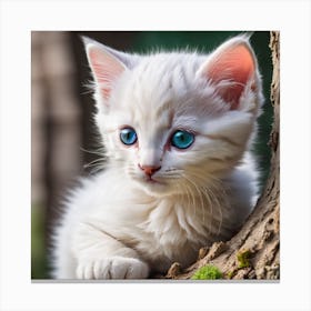 White Kitten With Blue Eyes Canvas Print