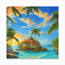 Sunset On The Island Canvas Print