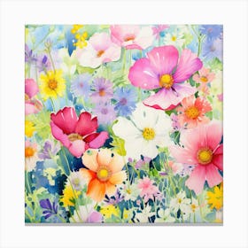 Watercolor Windflowers Garden 5 Canvas Print