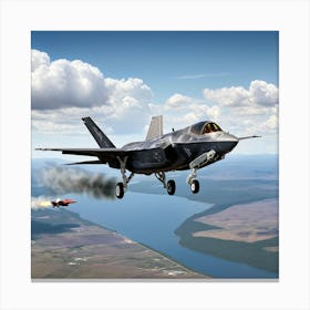 F35 Fighter Jet In A Dog Fight (5) Canvas Print