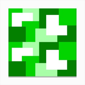 Green Abstract Square Tiles Canvas Print